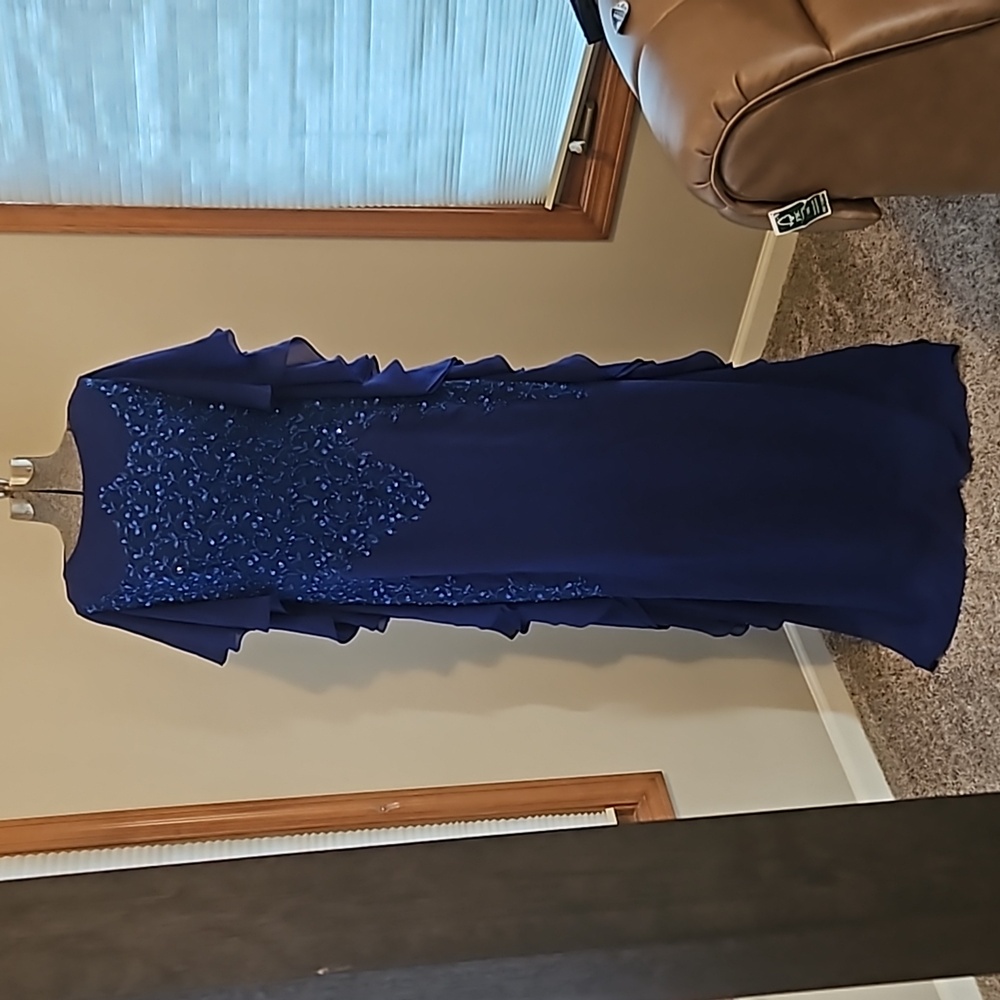 JJ's House blue sequin embroidered evening gown